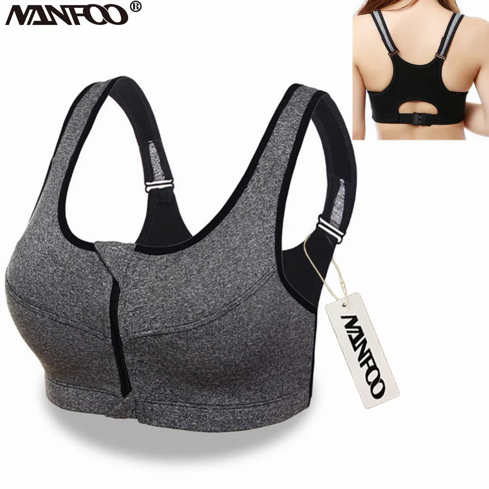 

Front Zipper Sport Bras Women Fitness Crop Top Yoga Bras Running Underwear Gym Top Vest Adjustable Strap High Shockproof Push Up