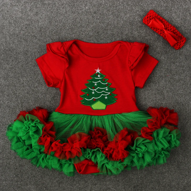 Рождество для новорожденных Обувь для девочек Комбинезон Туту платье повязка Дети Chritmas комплект одежды костюм