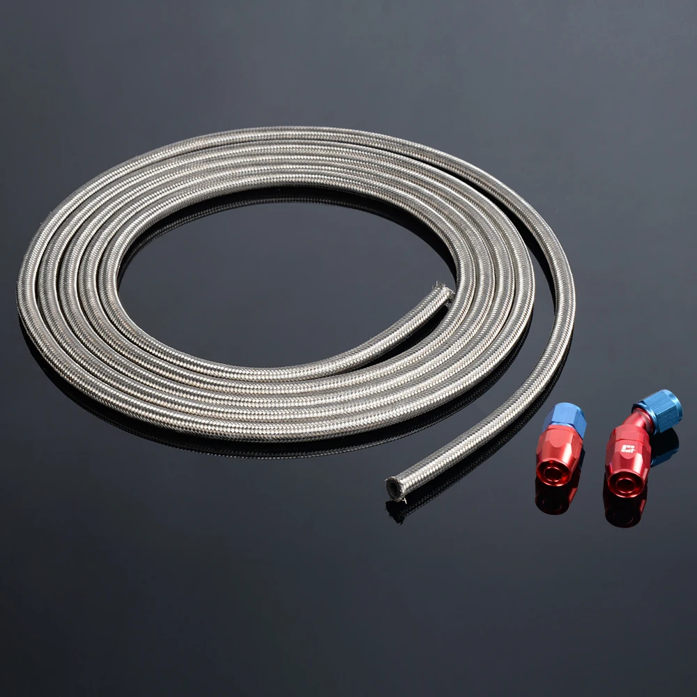 Car Universal Adjustable Stainless Braided Oil Fuel Line Hose Kits AN6