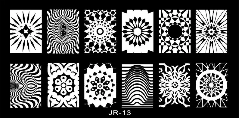 12*6 см JR ногтей штамповки пластины 30 дизайнерские украшения Штамп Konad штампы маникюрные шаблон Геометрическая тема(JR1-30 - Цвет: 13