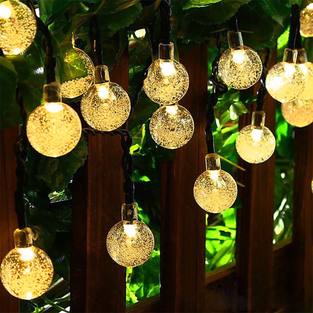 

TSLEEN Solar Outdoor String Lights Warm White Crystal Ball Globe Fairy Light Guirlande Lumineuse Interieur Christmas Decorations