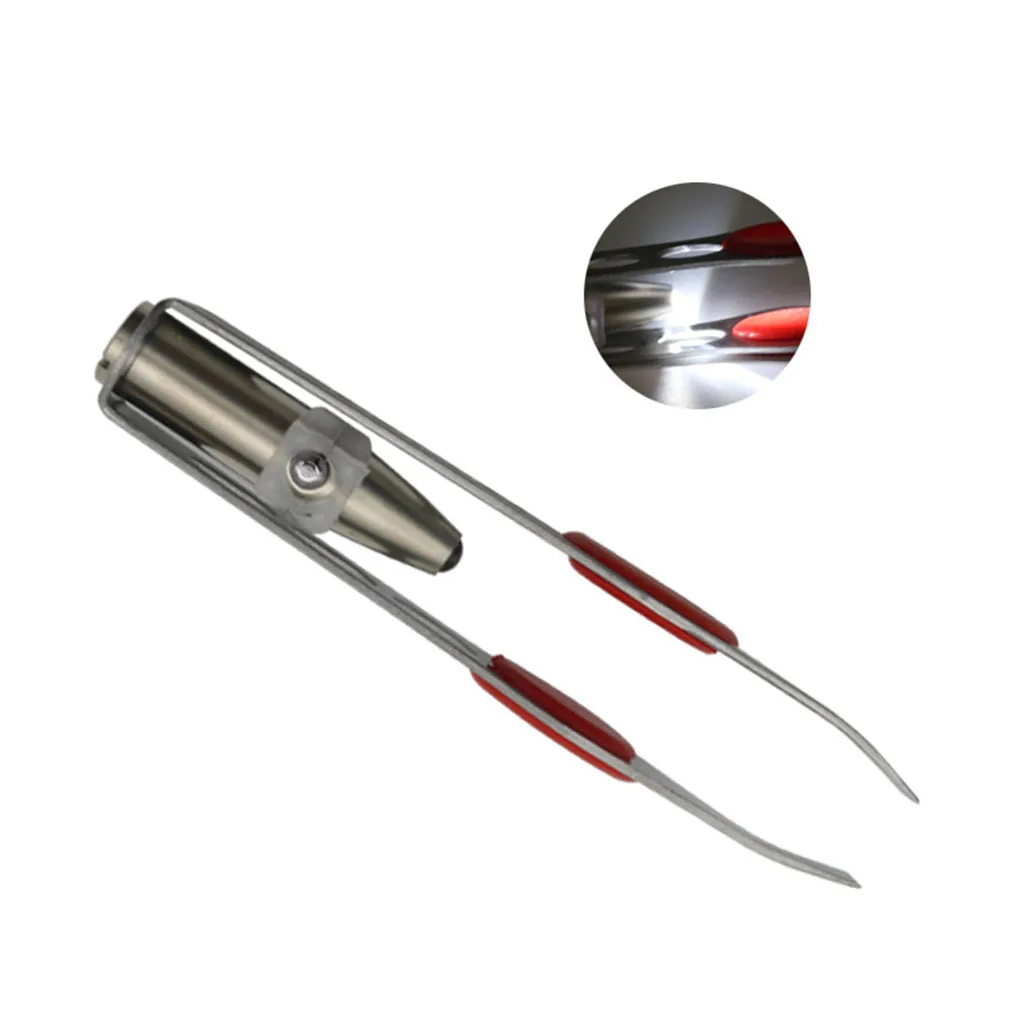 

1PC New Portable Stainless Steel LED Light Eyebrow Tweezers Hair Removal Brow Clip Random Color