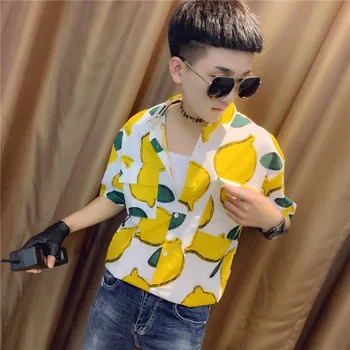 

Summer New Hawaiian Shirt Men Slim Fashion Print Casual Shirt Man Streetwear Trend Wild Hip Hop Loose Short-sleeved Shirt M-2XL
