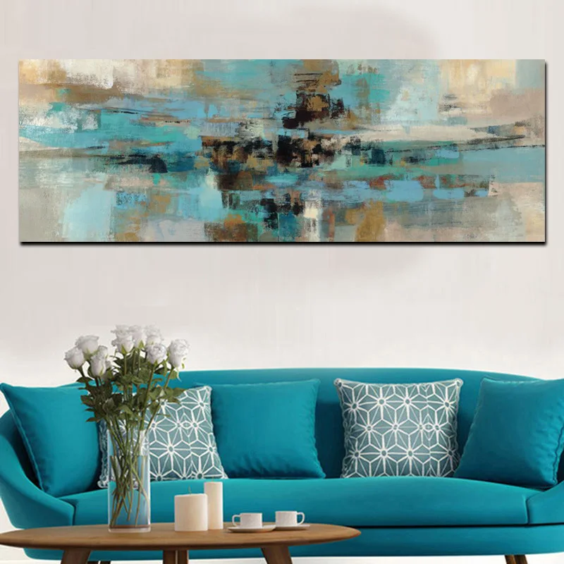  FGHGF HD Print Canvas Painting Light Blue Landscape Abstract Oil painting on Canvas Wall Art Bed Li
