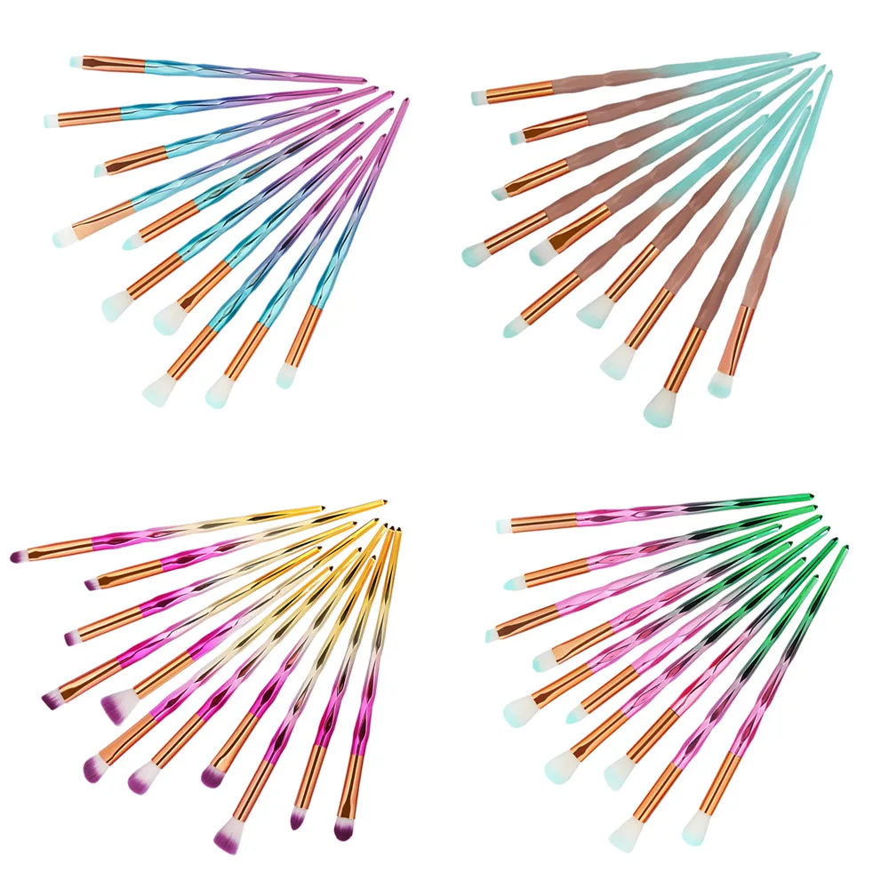 

Make Up Brushes 10Pc Professional Makeup Brushes Kit Mermaid Foundation Eyeshadow Contour Eye Lip Makeup Brushes Set Tool L58
