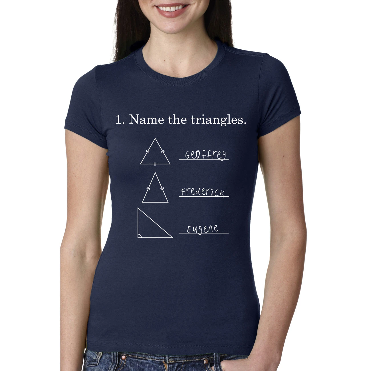 Name the Triangles T Shirt (Men's, Women's, Youth sizes; Navy) (2)