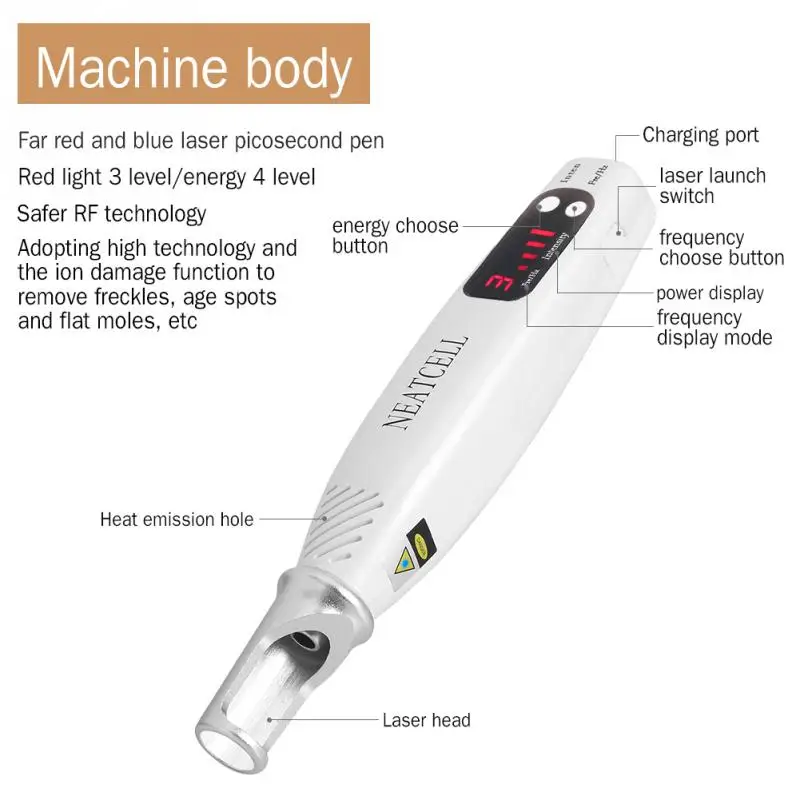 Professional Picosecond шрам татуировки удаления шрам ручка красный свет терапии для меланин разбавления веснушки устройство для удаления точек