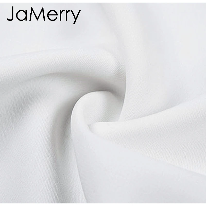 JaMerry, винтажная белая блузка с пышными рукавами, рубашка, женские топы на пуговицах, v-образный вырез, длинный рукав, элегантная Офисная женская уличная одежда, блузы, рубашки