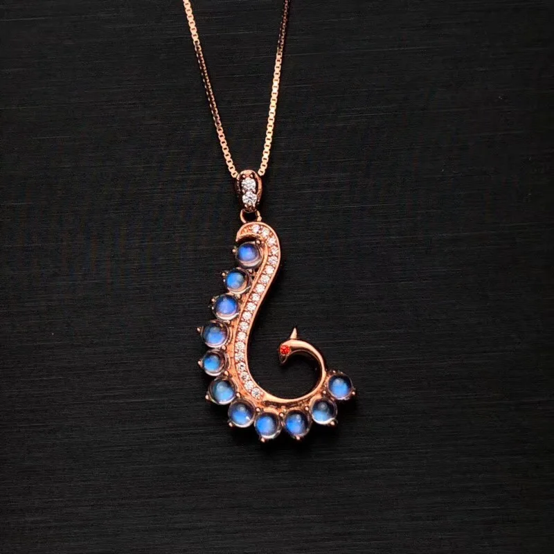 

Uloveido Rose Gold Moonstone Wedding Pendant Women 925 Sterling Silver Gemstone Anniversary Necklace Pendant for Girl FN342
