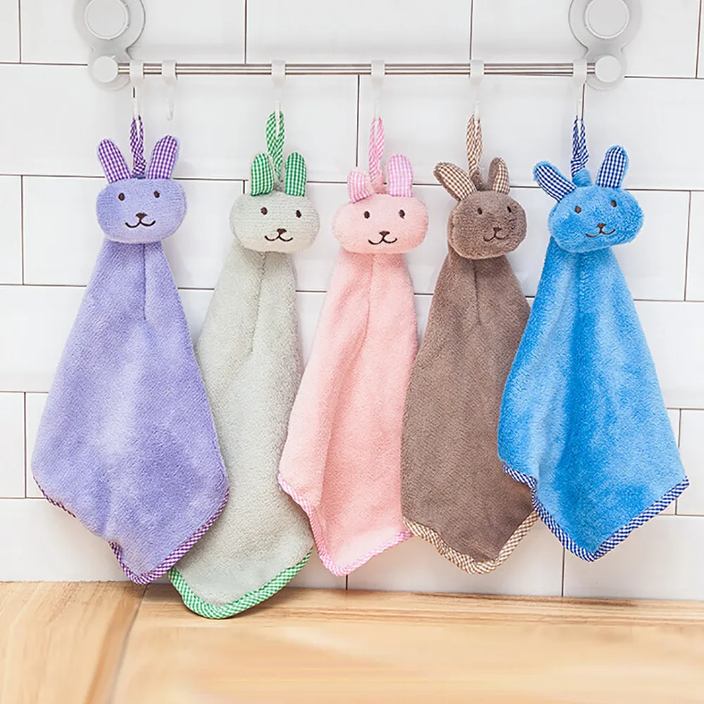 Ouneed детское полотенце для рук для детской комнаты, кухонное полотенце с мультяшным Кроликом, мягкое плюшевое полотенце для ванной комнаты