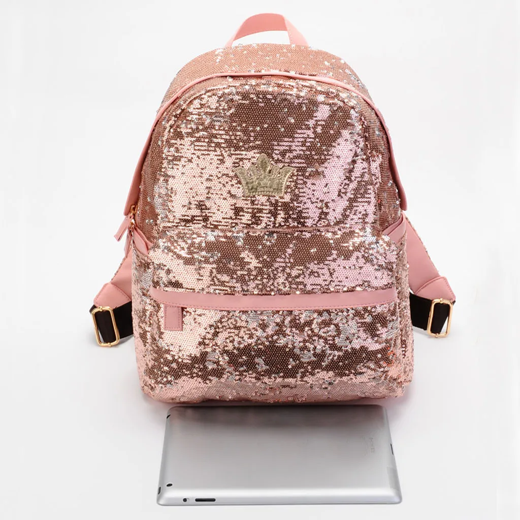 Women Outdoor Crown Sequins Colorful Backpacks Travel Bag School Package for Teenager girls plecak hot