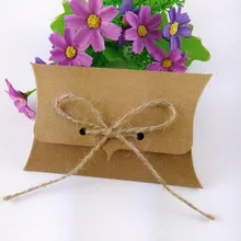 100 шт 12,5* 8.2.5см Крафт Бумажная Подушка с 100 шт пеньковые нитки пустая упаковка для прилавка коробки чехол для переноски принимаем логотип на заказ