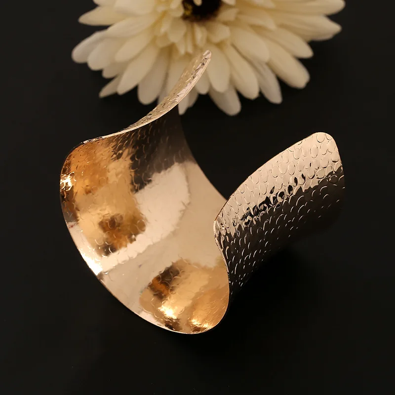 Dayoff 1 шт винтажный золотистого цвета отверстие браслеты ЕВРОПА широкие манжеты браслеты волна манжеты браслеты для женщин ювелирные изделия B14