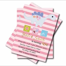 14 шт./партия, пользовательские милые приглашения на день рождения динозавра, девичий душ, приглашает на день рождения, поставщик праздничных украшений