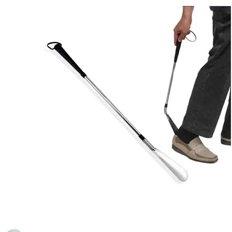 58cm Long Handle Shoehorn Flexible Silver Stainless Steel Shoe Horn AID