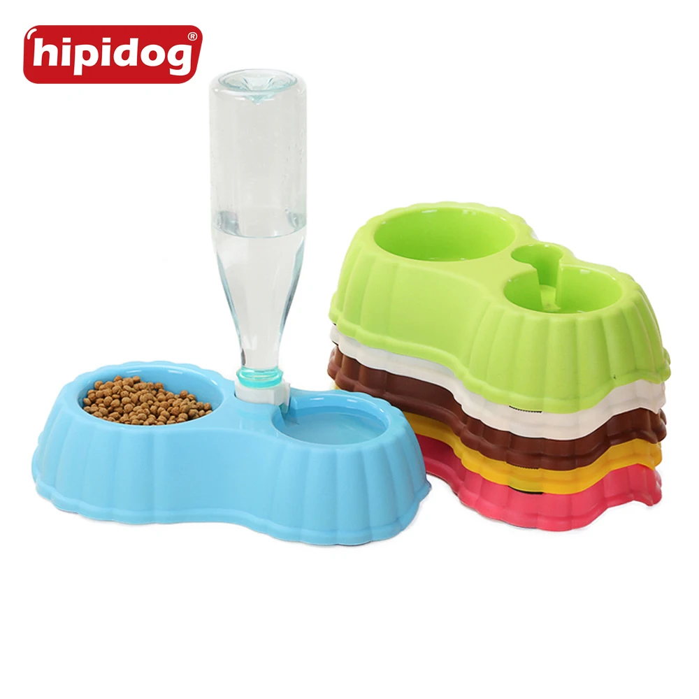 Hipidog Dog Bowl Water Dispenser Pet Feeder Dual Bowls Dish Portable