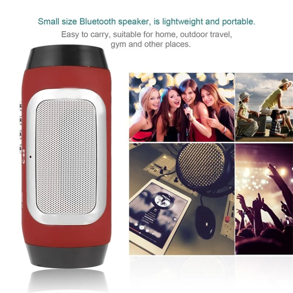 PCTC HIFI красный цвет беспроводной Bluetooth Сабвуфер мини открытый динамик TF FM (красный