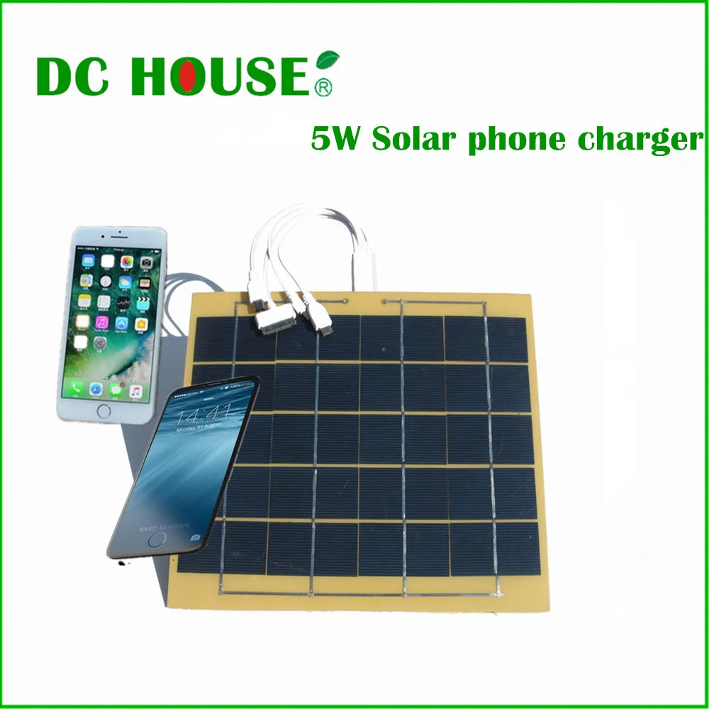 

DC House High Speed Solar cell phone charger by 5w 5.5v solar panel emergency power bank camping