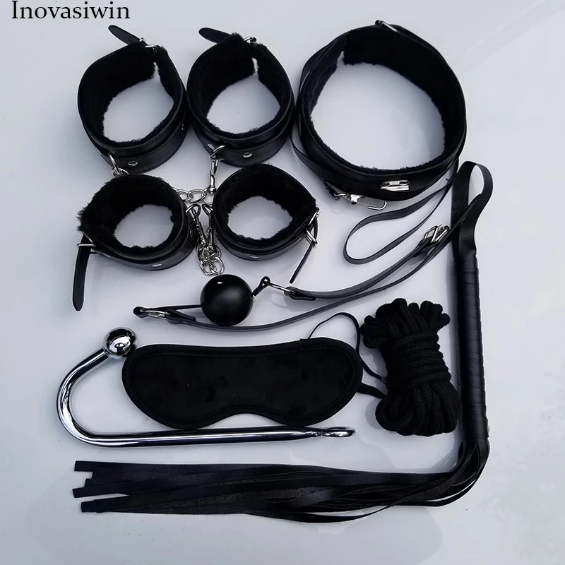 Sex Toys for Couples Exotic Accessories Leather BDSM Sex Bondage Set Sex Vibrator Handcuffs Whip Rope Sex Products Adult games