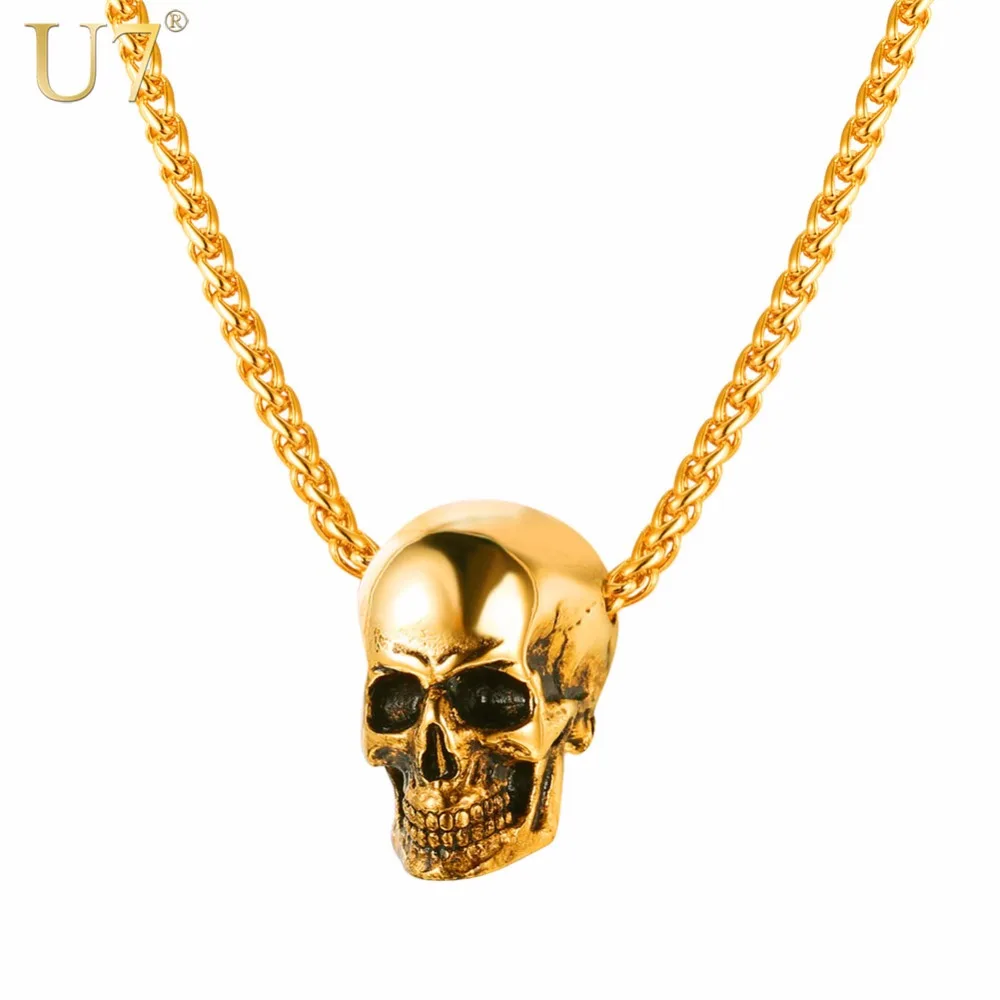 Stainless Steel Titanium Skull Multi-color Man Men Necklaces Chain Pendants Punk Rock Hip Hop for Male Boy Fashion Jewelry Gift