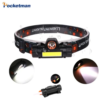 

Bright Portable LED Headlamp XPE+COB LED Headlight Head Lamp Flashlight Torch Lanterna head light Built-in battery Emergency