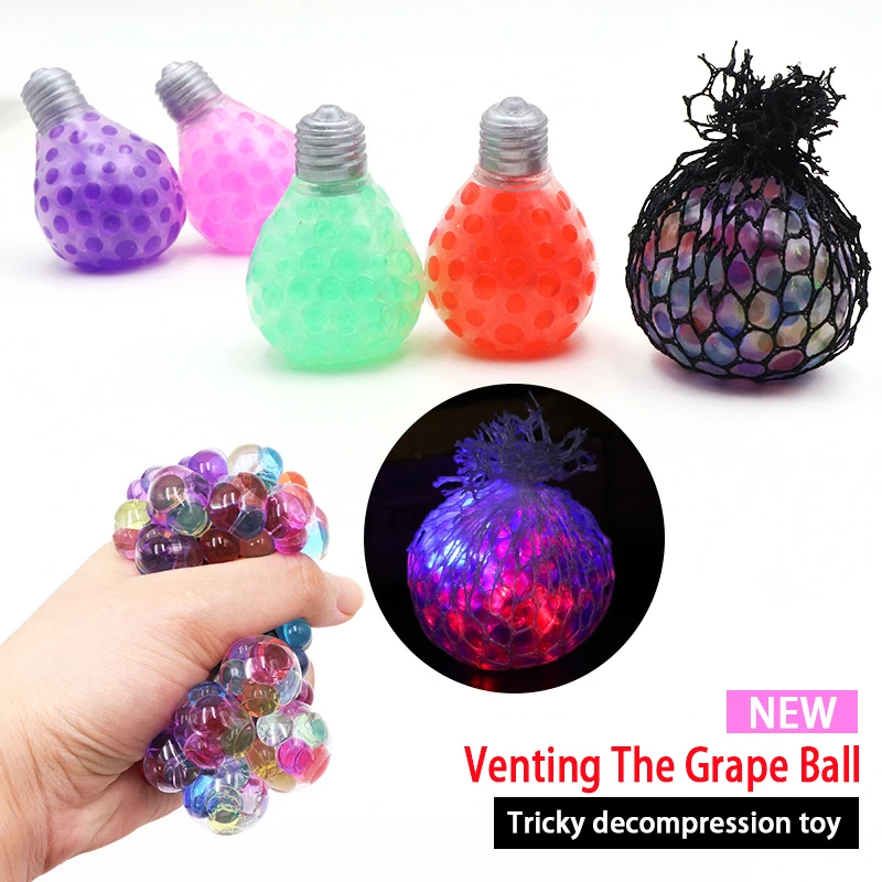 

Squishy Cute Anti Stress Face Reliever Grape Ball Light Glow In The Dark Kids Toy Toys LED Stars Shine In The Dark Toys Child E