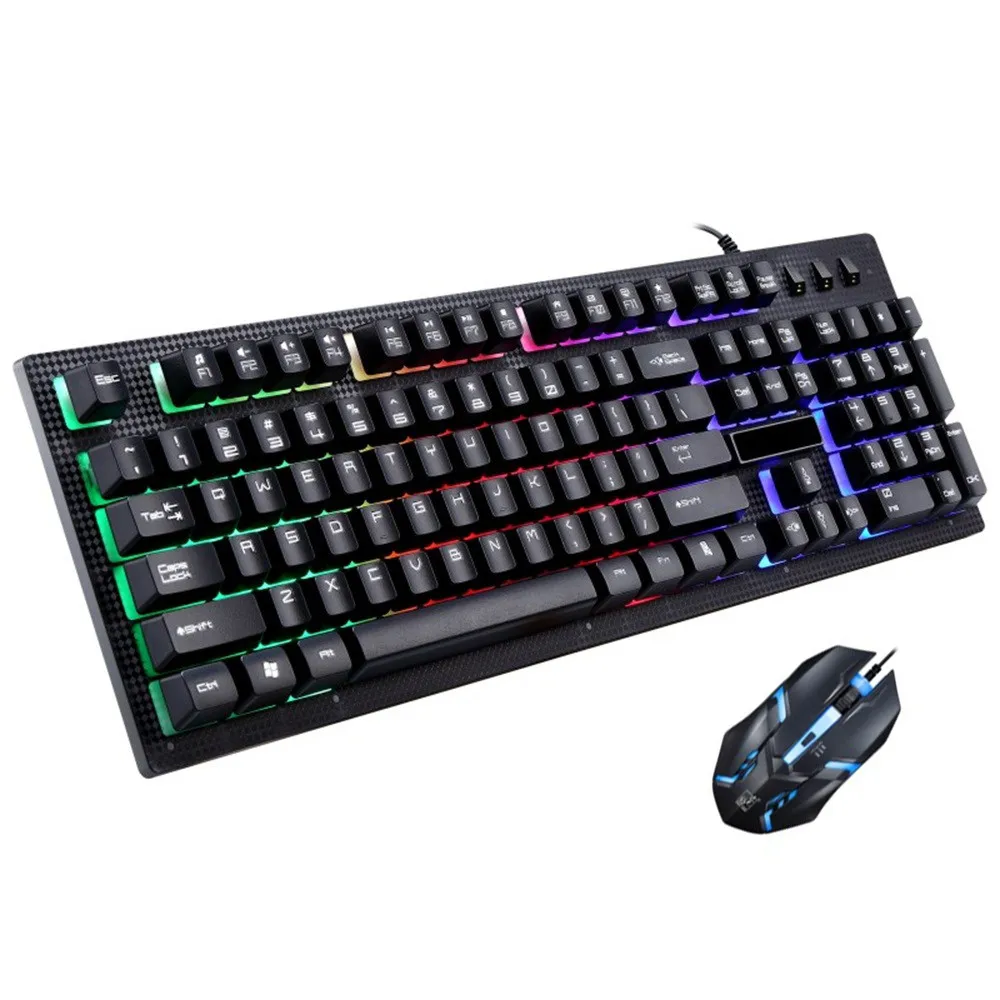 Binmer Gaming Keyboard G20 светодиодный Радуга Цвет Подсветка игры USB Проводная клавиатура и мышь комплект td15 Прямая доставка