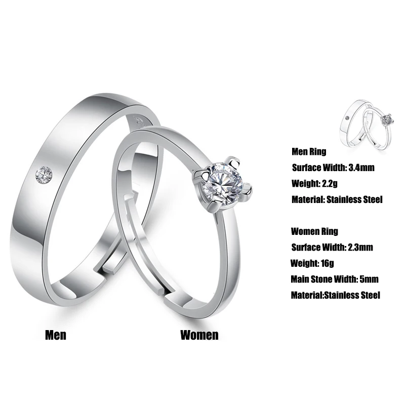 Qevila Fashion Jewelry Rings Romantic Engagement Wedding Rings Original Design Jewelry Cubic Zirconia Ring for Women Men Lover (6)