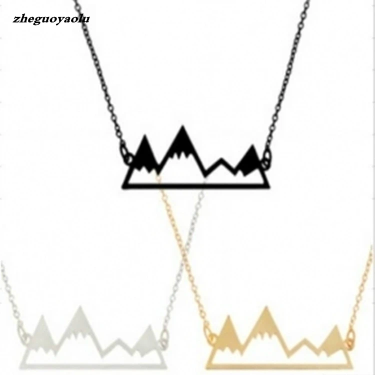 

Hot Sale Gold/silver Black Minimalist Mountain Top Necklaces For Women Mountain Necklace Women Gift Choker Collar Vintage