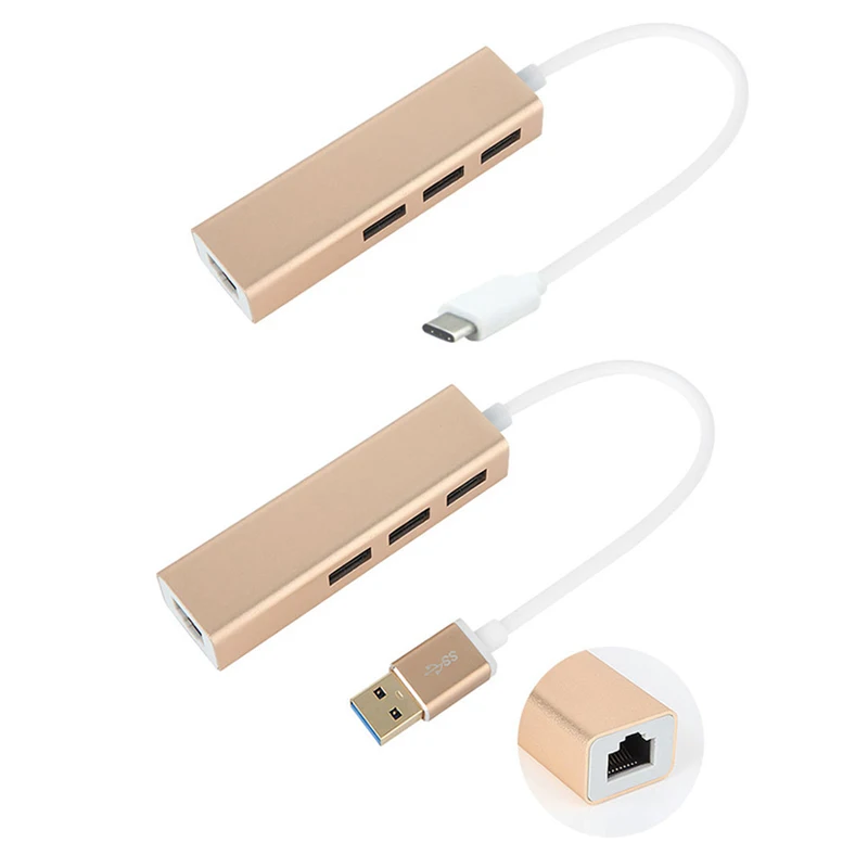 Doer USB 3,0 Тип-C Gigabit Ethernet адаптер с 3 Порты и разъёмы концентратор к RJ45 локальной сети Порты и разъёмы карты для Windows XP/7/8/Mac OS адаптер