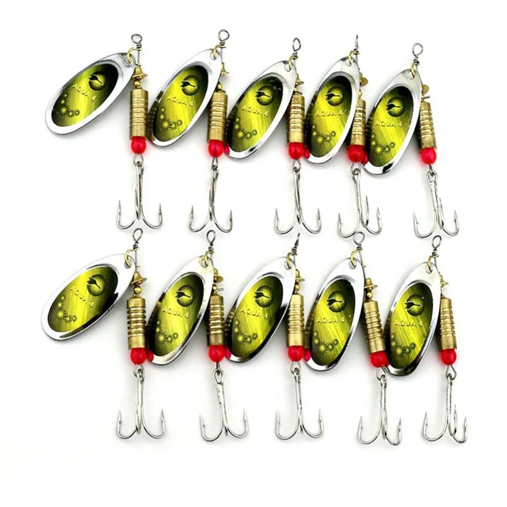 Hotsale 10x Spinner baits Feather Spoons Fishing Lure Metal /Feather
