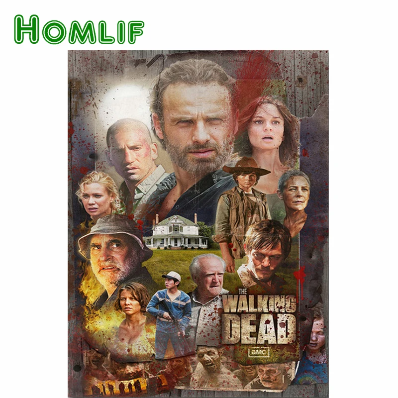 

HOMLIF DIY 5d full square diamond embroidery The Walking Dead diamond painting Cross Stitch mosaic picture decor Wall Stickers