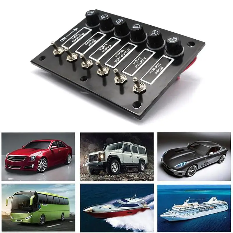 Baratos Vodool 6 Gang DC 12 V 24 V fundido encendido apagado interruptor Panel para barco marino caravana RV con 6 tornillos accesorios de coche