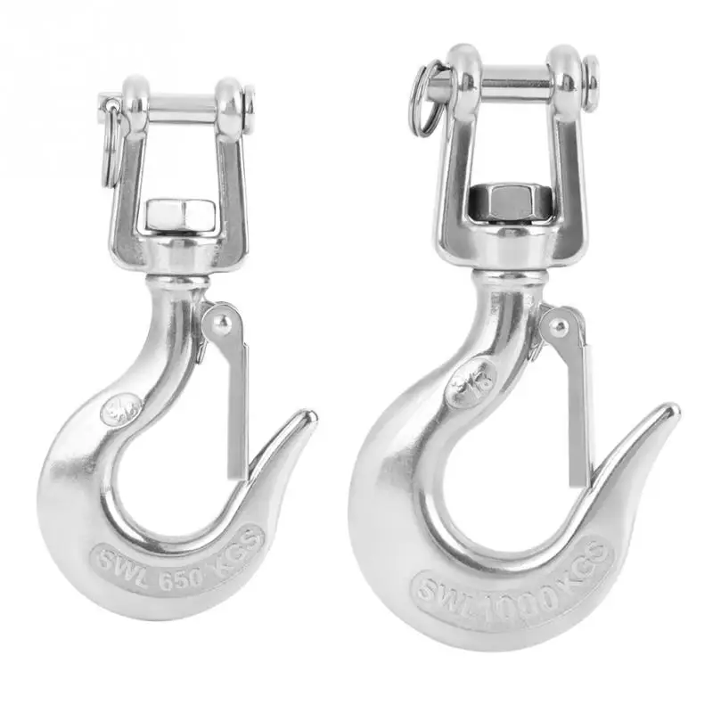  650kg/ 1000kg Loading 304 Stainless Steel Swivel Lifting Hook with Latch Rigging Accessory