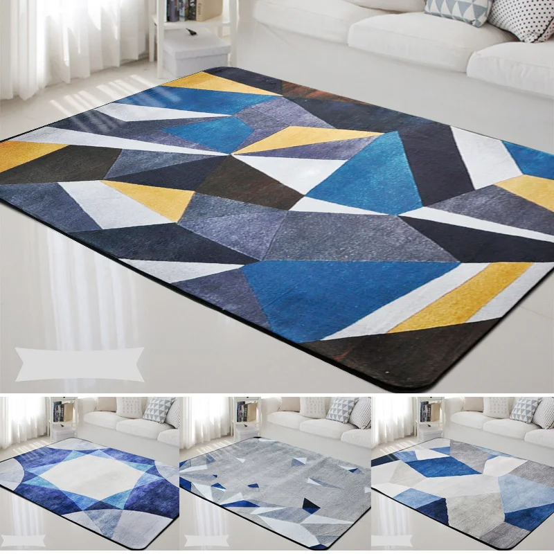 

Modern Geometric Living Room Decorative Mat Anti skid Rug Rectangle Bedroom Carpet Sofa Soft Buffer Mats Coffee Desk Carpet