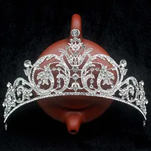 Элегантный Серебряный Кристалл Стразы невесты тиара и Короны головной убор принцесса Noiva диадема свадебные аксессуары для волос BH