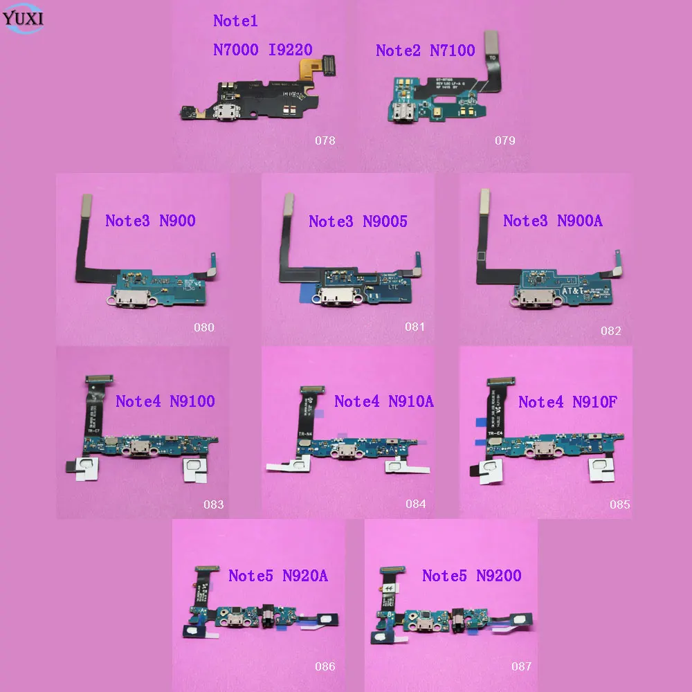 

YuXi USB Connector Charging Port Flex Cable For Samsung galaxy Note 1 2 3 4 5 I9220 N7000 N7100 N900 N9005 N900A N9100 N9200