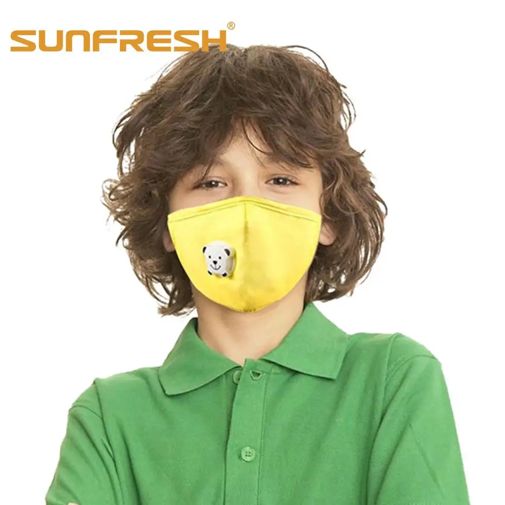 

Cartoon children PM2.5 Activated Carbon Filtration mouth mask kids Breath valve Anti Allergy Anti Pollution Haze Breathable Mask