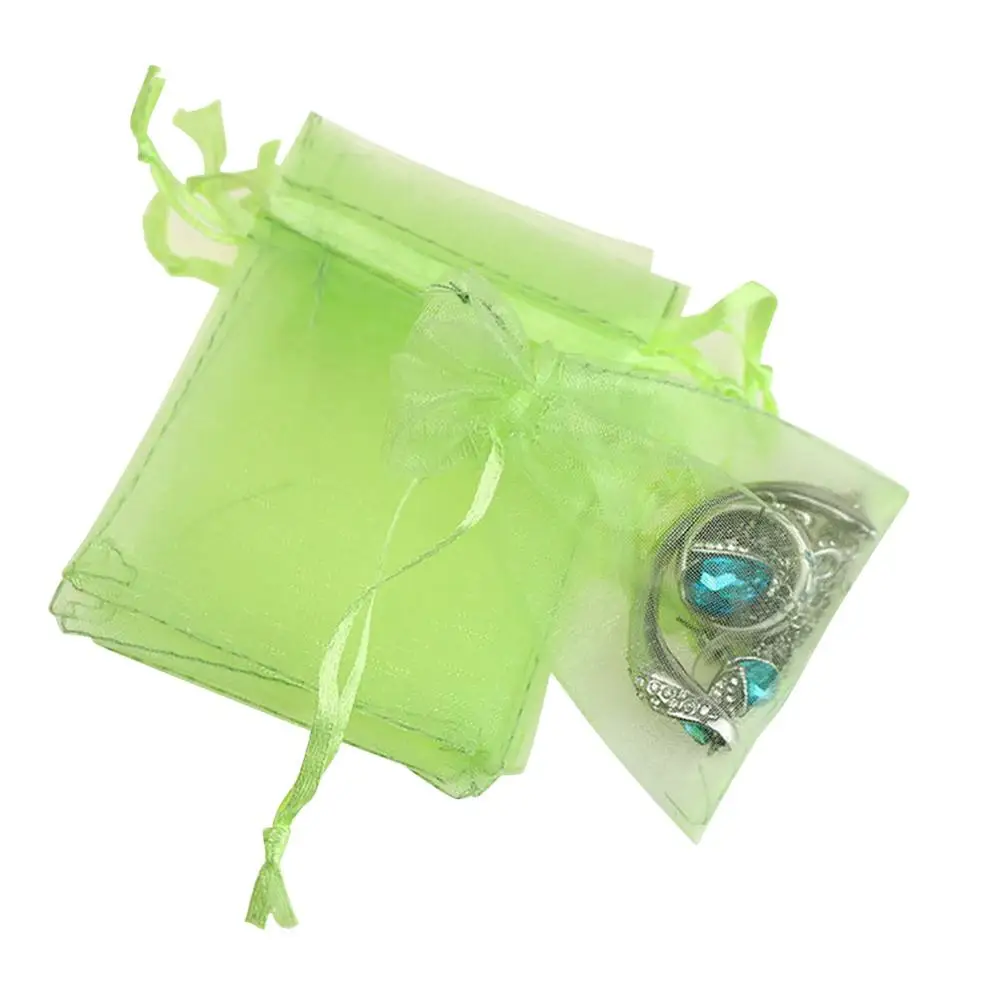 100 шт./лот марли мешок органза сумки Свадебные украшения сумки ювелирные изделия хороший подарок мешки для упаковки 7x9 см - Цвет: Зеленый
