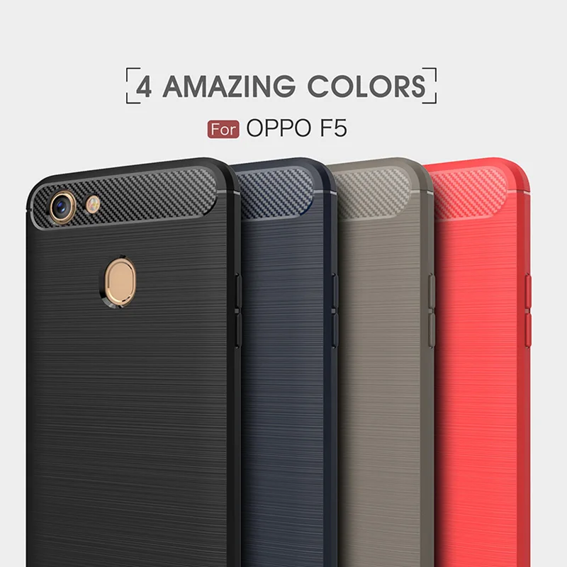

1Pcs Luxury Mobile Phone Cases for OPPO F5 Silicone Drop Protection Gel carbon fiber Soft Shell