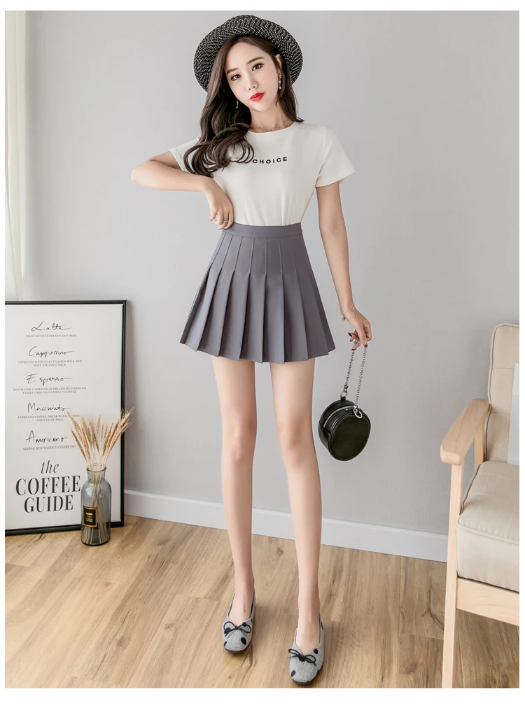 P Ammy женская летняя плиссированная юбка с высокой талией, юбка для косплея, кавайные мини юбки, сексуальная короткая Студенческая Однотонная юбка