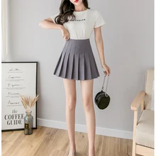 P Ammy женская летняя плиссированная юбка с высокой талией, юбка для косплея, кавайные мини юбки, сексуальная короткая Студенческая Однотонная юбка