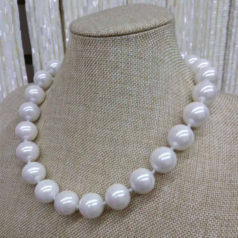 GENUINE 12 20MM WHITE SOUTH SEA SHELL PEARL NECKLACE JEWELRY AAA style