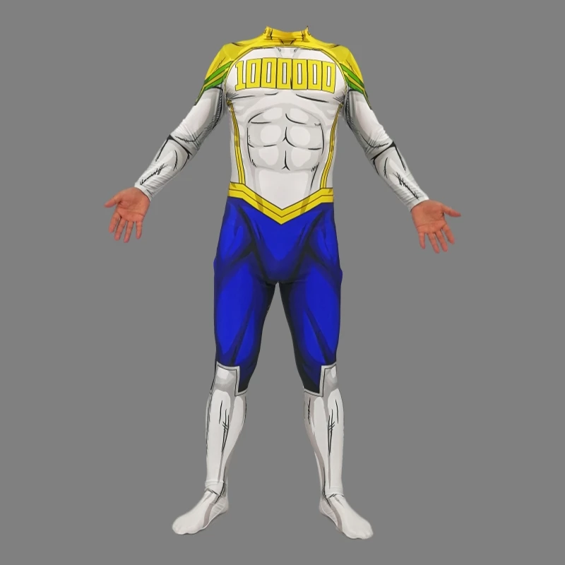 Academic All Might Косплей Костюм зентай лайкра спандекс синий полный тела изысканный