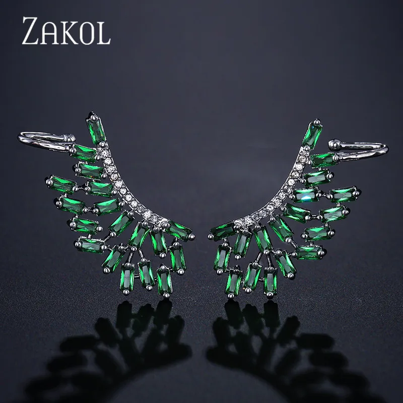 ZAKOL Роскошные трендовые брендовые серьги-гвоздики с кубическим цирконием для женщин и девочек Рождественский подарок ювелирные изделия FSEP640