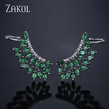 ZAKOL Роскошные трендовые брендовые серьги-гвоздики с кубическим цирконием для женщин и девочек Рождественский подарок ювелирные изделия FSEP640