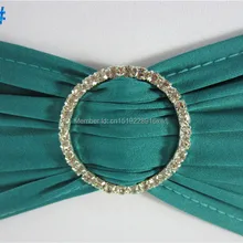 Бирюзовые Ленты из спандекса на стулья с пряжка с бриллиантами для банкетных стульев/лайкра эластичная лента для стула