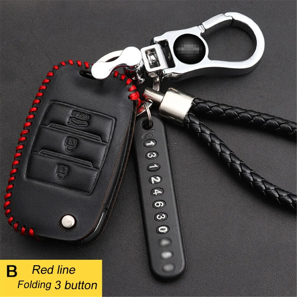 Genuine Leather Smart Key Case Cover for KIA Rio 3 K2 K3 K4 K5 SportageR Sportage Sorento Soul Cerato Carens KX Car Styling Genuine Leather Smart Key Case Cover for KIA Rio 3 K2 K3 K4 K5 SportageR Sportage Sorento Soul Cerato Carens KX Car Styling