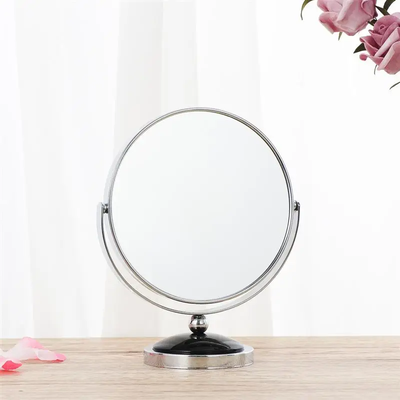 Настольное туалетное зеркало Двухстороннее увеличительное зеркало для макияжа с поворотом на 360 градусов-Размер L(черный