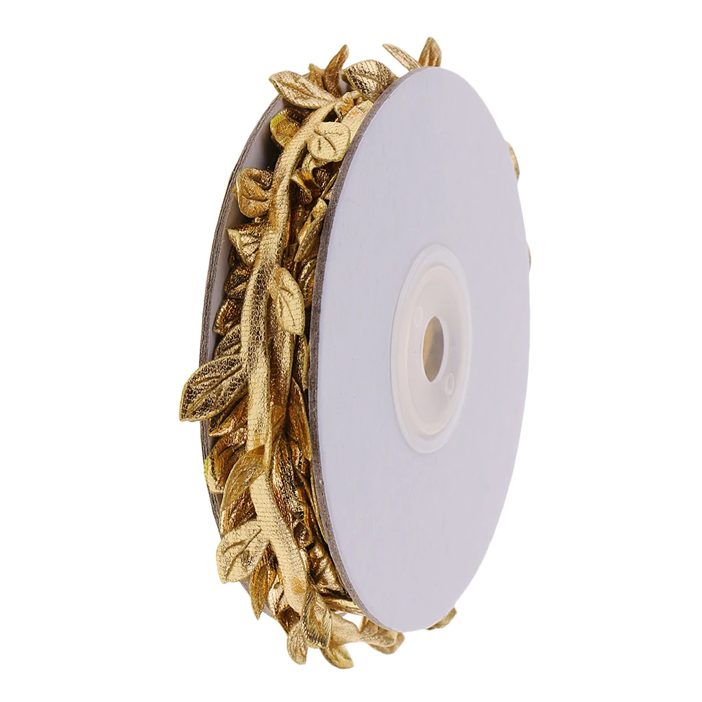 2 Rolls of 10m Satin Fabric Olive Leaf Ribbon Trim Spool for Garland Wreath Making Gift Wrapping Wedding Party Decoration 20mm